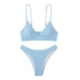 thumbnail image 4 of WREESH Women Split Swimsuit Show Waist Solid Color Bikini, 4 of 5