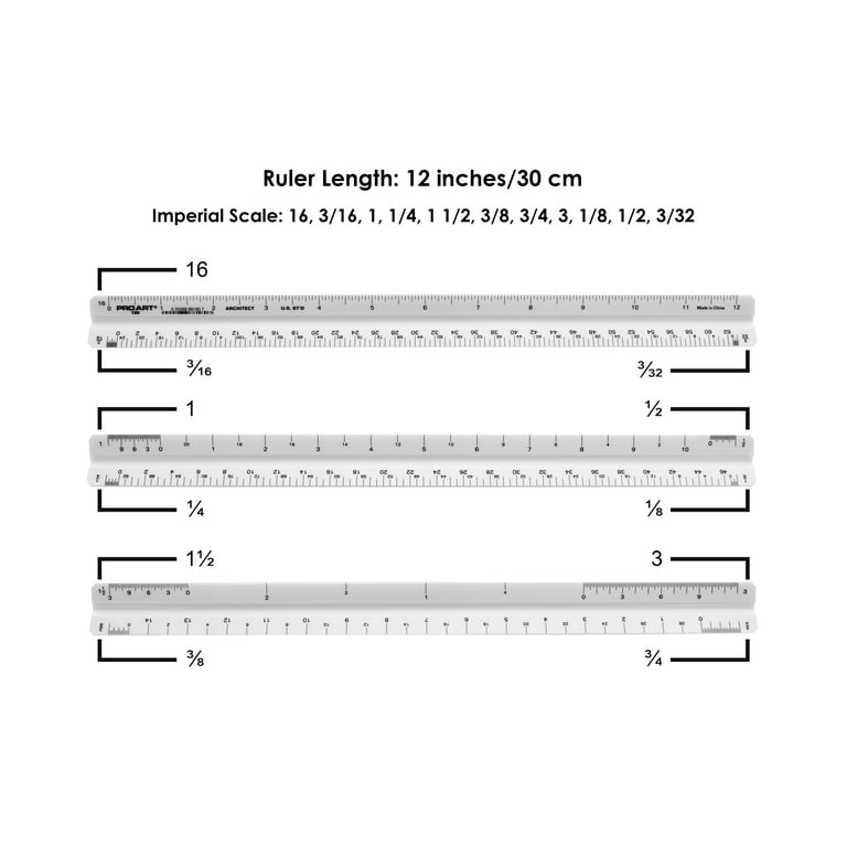 Architect Scale 12-inch Ruler  Printable ruler, Architectural