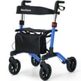 thumbnail image 1 of MaxKare Déambulateur à Roulettes avec Roues Tout-Terrain de 8”, Poignée Réglable à 8 Niveaux, Déambulateur Pliable pour Aînés avec Siège et Dossier, jusqu'à 300 Lb, Bleu, 1 of 12
