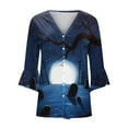 thumbnail image 5 of ICHUANYI Clearance Women's Floral Print Puff Sleeve Cardigan Loose Cover Up Blouse Tops 3/4 Sleeve Ruffle Open Front Button Cardigan ICHUANYI "ICHUANYI", 5 of 5