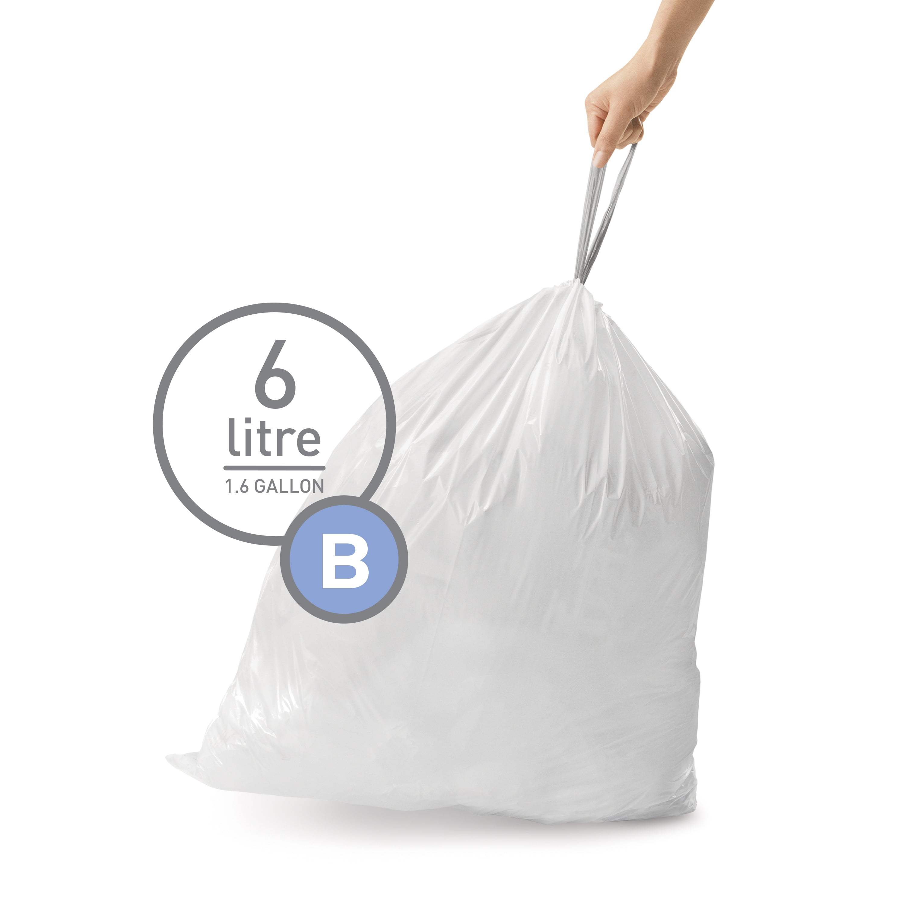 simplehuman Code B Custom Fit Drawstring Trash Bags, 150 Count