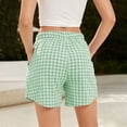 thumbnail image 7 of Binmer Women's High Waist Drawstring Plaid Shorts with Pockets,Casual Summer Vacation Lounge Shorts Green,Women's Plus L, 7 of 7