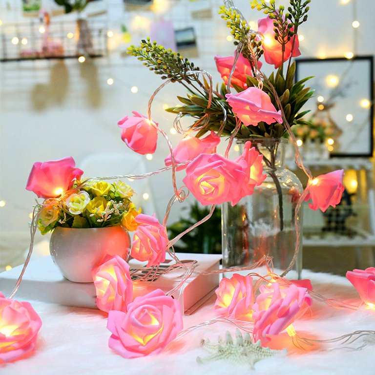 Walmart 40 LEDs Rose Flower Decor, 10ft/3m Battery Operated String