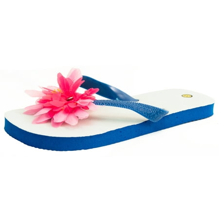Flip Stars - Star Power Child Hawaiian Luau Flip Flop Flower 2pc Sandals, One Size