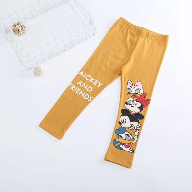 Leggings informales simples para niña, pantalones versátiles con estampado de Minnie para bebé, nuevo diseño de Disney, pantalones ajustados de Color sólido