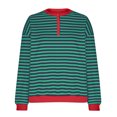 thumbnail image 4 of MIUOWANP Fall Sweatshirts for Women 2024 Graphic Ladies' Fashionable Loose Casual Striped Color Blocked Round Neck Button Up Long Sleeved Shirt Army Green S, 4 of 4