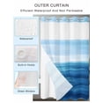 thumbnail image 2 of No Hook Shower Curtain with Snap in Liner,Abstract Minimalism Blue Ocean Waves Waterproof Bath Curtain Double Layers with See Through Top Window,Aqua Theme Hotel Shower Curtains 60x72in, 2 of 9