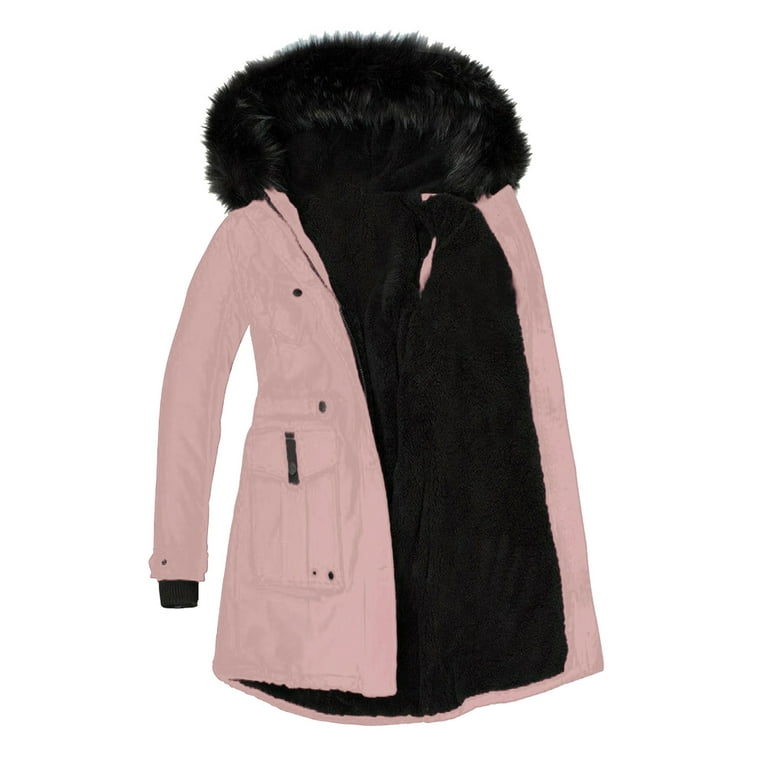 Half Jackets for Women Jacket Women Winter Coat Lapel Collar Long Sleeve  Jacket Vintage Thicken Coat Jacket Warm Hooded Thick Padded Outerwear Big