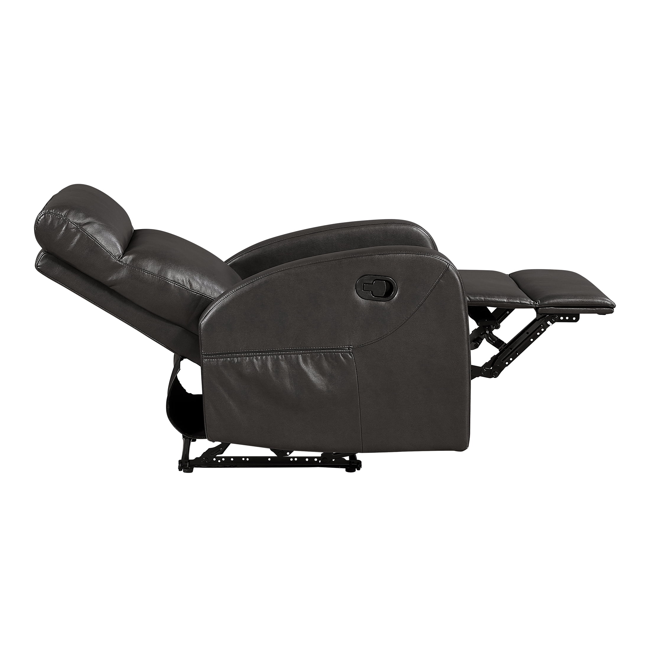 OakvillePark Brava Faux Leather Manual Reclining Chair with Armrest Side Pocket, Espresso
