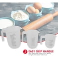 thumbnail image 3 of Home Basics MC45947 Precise Pour 3 Piece Plastic Measuring Set with Short Easy Grip, BPA Free Nesting Stackable Cups, Spout & Clear Handles-1, 2, 4, Clear, 3 of 7