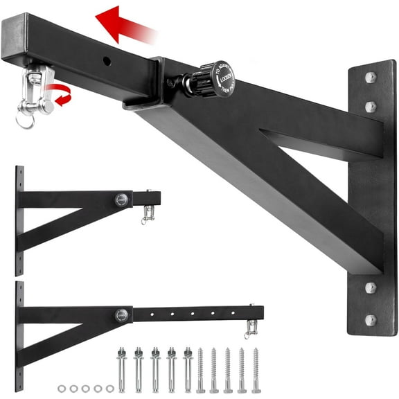 Yes4All Adjustable Heavy Duty Steel Wall Mount Punching Bag Hanger, 150 lb Capacity, Black