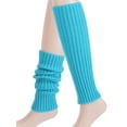 thumbnail image 2 of Spencer 2 Pairs Women Leg Warmers Cable Knit Knee High Leg Warmers for Sports Party Yoga, Winter Warm Long Boot Socks for Lady, Blue, 2 of 10
