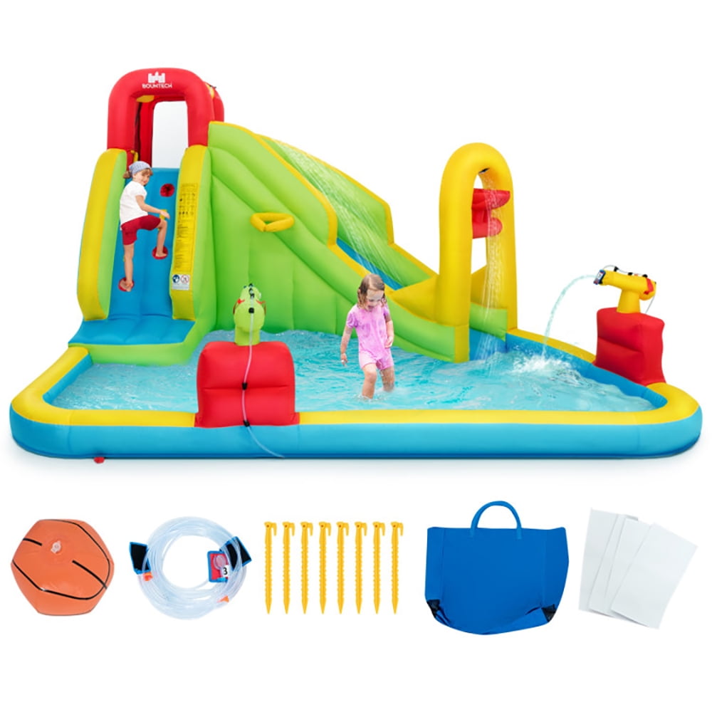 Aimee Lii Inflatable Splash Jump Slide Water Bounce without Blower, Kids Bounce House, Playhouse for Kids Outdoor
