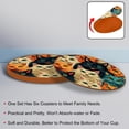 thumbnail image 4 of Cat Cool Round Microfiber Leather Coasters 6PCS - 11x11 cm/4.3x4.3 in - Set of Stylish Drink Mats for Home and Office, 4 of 6