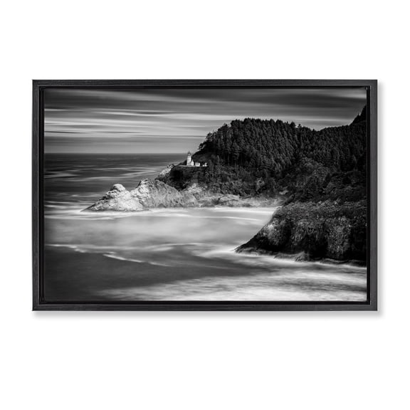 Stupell Industries Transitional Perched Above The Pacific Black Floating Frame Canvas Art, 25 x 17, by Rick Berk
