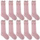 thumbnail image 1 of 5 pares de medias hasta la rodilla para bebé con lazo, medias de uniforme de tubo de algodón para niños, 1 of 5