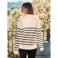 thumbnail image 4 of Women's Quarter Zip Striped Oversized Sweater Mock Turtleneck Pullover Fall Fashion Outfit Winter Trendy Clothes, 4 of 6