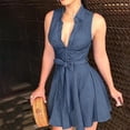thumbnail image 1 of SMihono Robe Bohème d'Été pour Femmes Grande Taille Mode Femmes Col à Revers Décontractée Aguichant Imprimée Sans Manches Ample Robe Chemise, 1 of 6