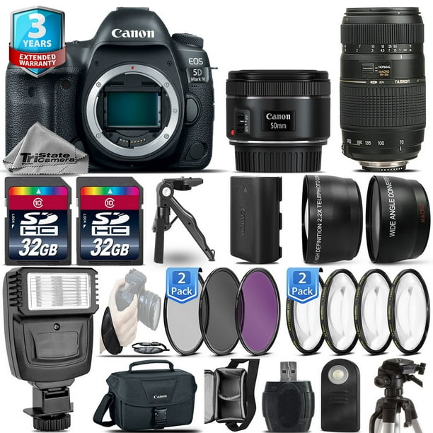 Canon EOS 5D Mark IV DSLR Camera + 50mm 1.8 + 70-300mm + 2yr Warranty- 64GB Kit