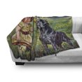 thumbnail image 3 of Country Soft Flannel Fleece Throw Blanket, Paint of a Little Girl Her Tiny Flower Dog in the Meadow Pastoral Artwork, Cozy Plush for Indoor and Outdoor Use, 60" x 80", Multicolor, by Ambesonne, 3 of 6