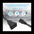 thumbnail image 4 of 2 Pcs 1M Socket Cable USB 3.0 Auto Car Flush Mount Male to Female Extension Cord Dashboard Panel Square Audio Line,2 * Mount Cable,Black, 4 of 8
