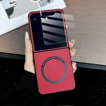 Dteck Magnetic Case with Front Screen Protector for Motorola Razr 2025/2024,Slim Leather   PC Case Compatible with Mag Safe Back Cover for Motorola Razr 2025/Motorola Razr 2024,Red