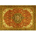 thumbnail image 1 of Ahgly Company Machine Washable Indoor Rectangle Medallion Yellow Traditional Area Rugs, 3' x 5', 1 of 4