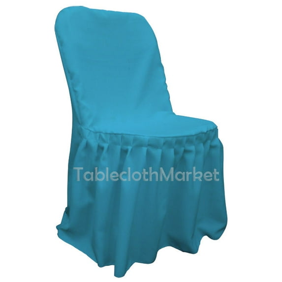 Chair Covers PLEATED polyester Wedding Party Decorations Folding Chair 24 colors", (Color: Turquoise Blue - Count: 20)