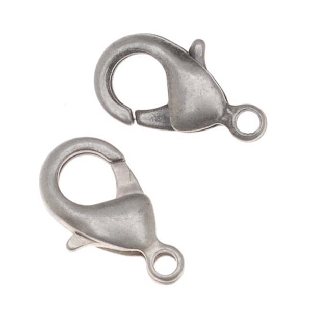 Antiqued Silver Plated Sleek Lobster Claw Clasps 15mm (6)