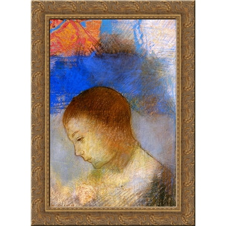 Portrait of Ari Redon in Profile 20x24 Gold Ornate Wood Framed Canvas Art by Redon,