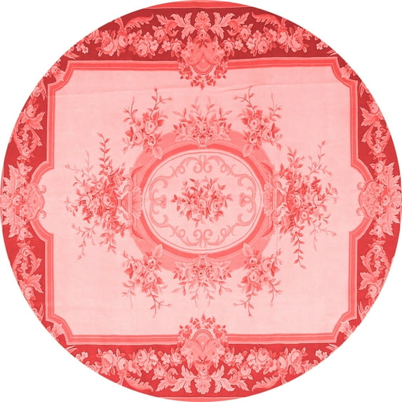 Ahgly Company Indoor Round Medallion Red French Area Rugs, 8' Round