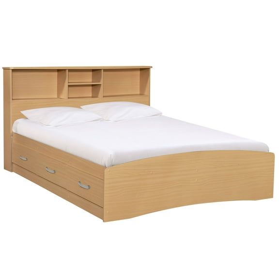 Better Home Products California Wooden Full Captains Bed in Beech (Maple)