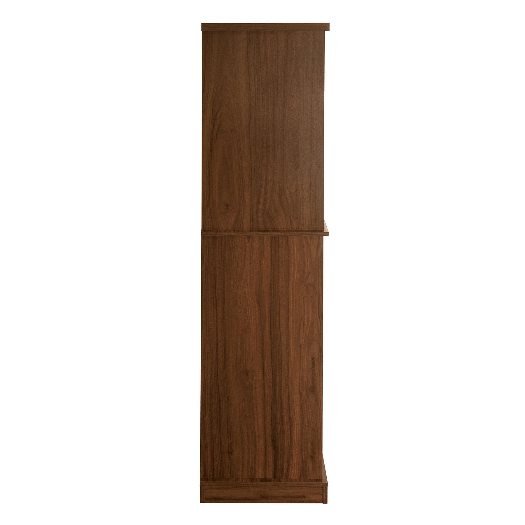 S-HOME 4 Door Storage Cabinet Featuring 1 Drawer and Adjustable Shelves in Engineered Rattan for Home Organization, Walnut