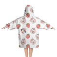 thumbnail image 2 of White Cow Strawberry Jar Pattern Blanket Hoodies for Kids 6-13YR Oversize Wearable Blanket Hoodies for Boys Girls Teens, 2 of 7