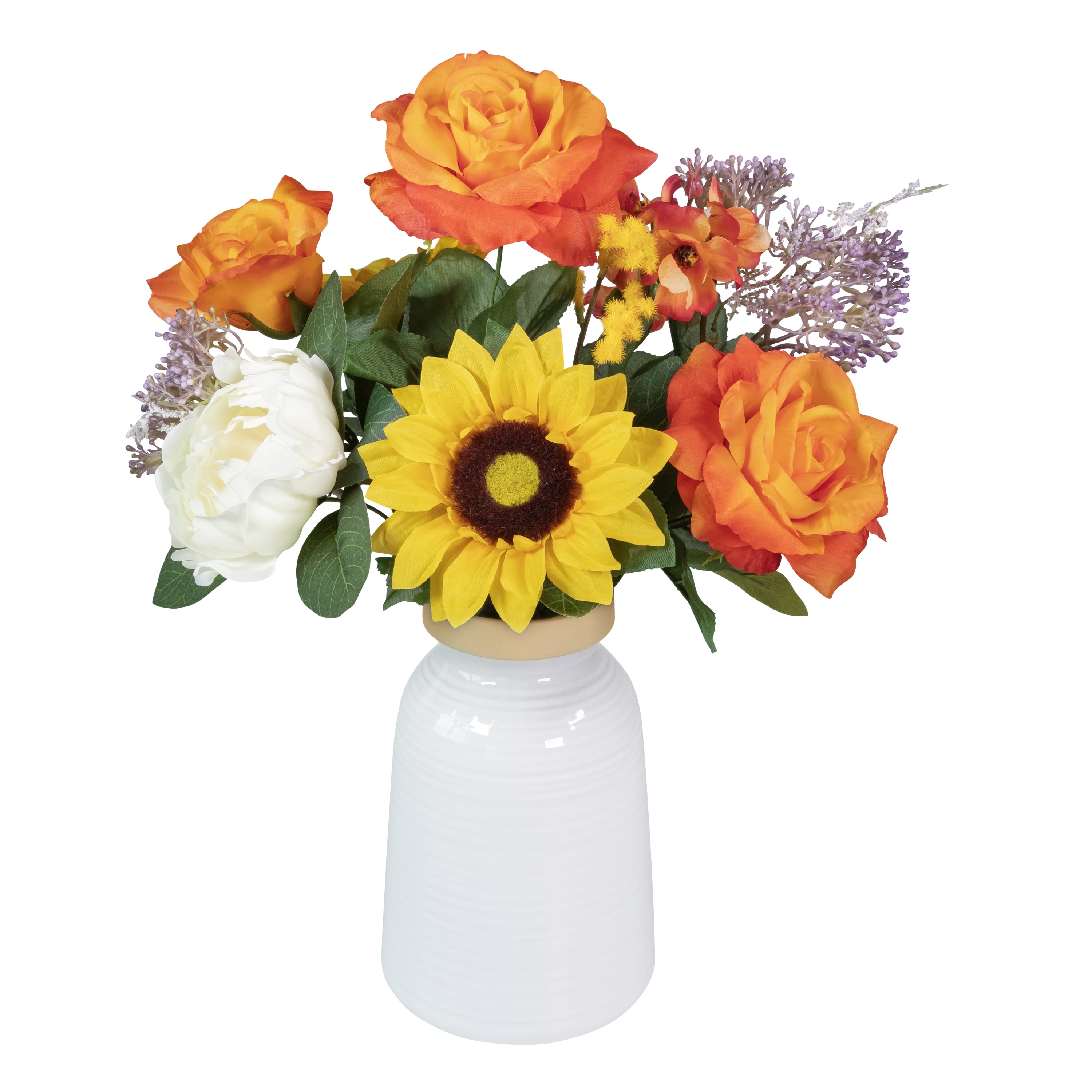 Mainstays 20 in Mixed Artificial Flower Bouquet, Orange and Yellow, Indoor Use