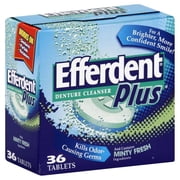 Efferdent Plus Denture Cleanser Tablets, Dye-Free, 36 Count