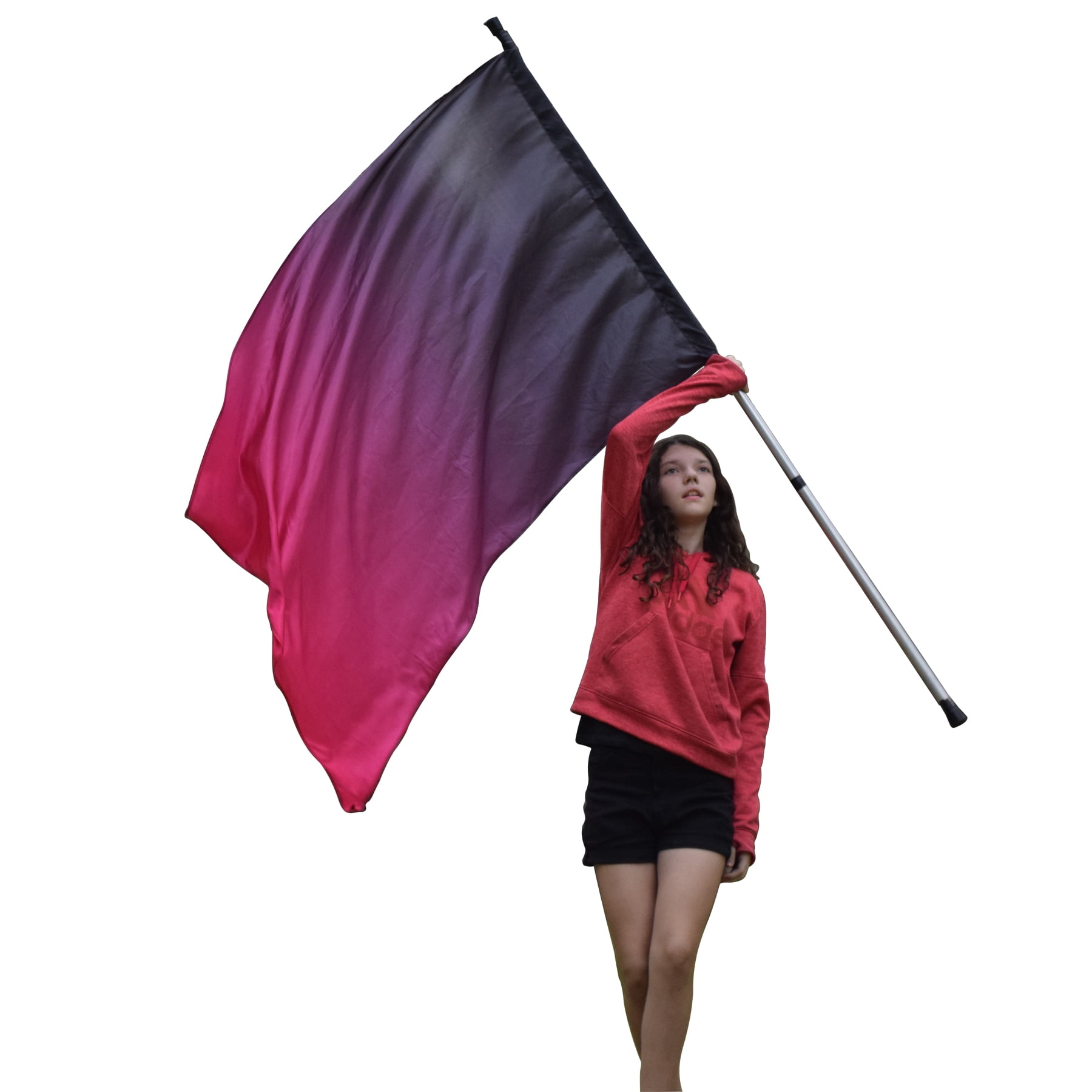 KHAMPA Color Guard Flags with Pole - Lightweight Spinning Flags for Performances - Vibrant Colors, Durable Construction - Ideal for Marching Bands, Drum Corps, and Dance Teams