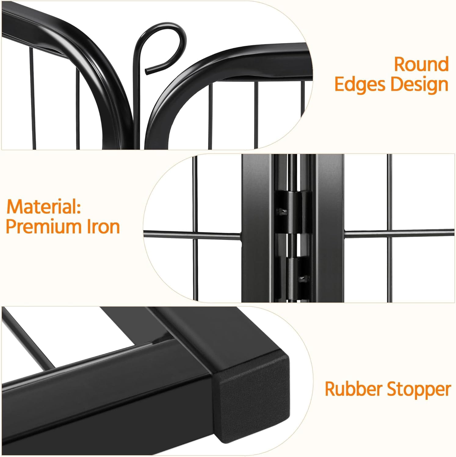 JFTER Decorative Garden Fence - 24in x 5.3ft Rustproof Folding Fencing Landscape Patio Flower Bed Animal Barrier Border for Dog Outdoor Fences Black