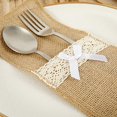 thumbnail image 4 of Bolsa para cubiertos de yute para 20 piezas y soporte cubierto de encaje con lazo rústico, bolsa para cubiertos, suministros Vintage, decoración de mesa, cena para fiesta de boda ER, 4 of 5