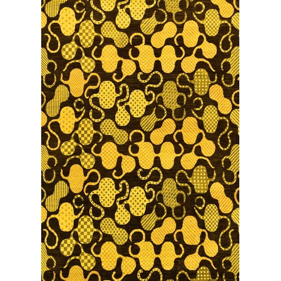 Ahgly Company Indoor Rectangle Abstract Yellow Modern Area Rugs, 5' x 8'