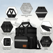 Large Insulated Lunch Bag for Men, 24L Expandable Double Layer Lunch Cooler Box, Lightweight Leak-proof Lunch Tote Bag W/ Side Pocket & Adjustable Shoulder Strap, Suit for Work, Picnic(Black)