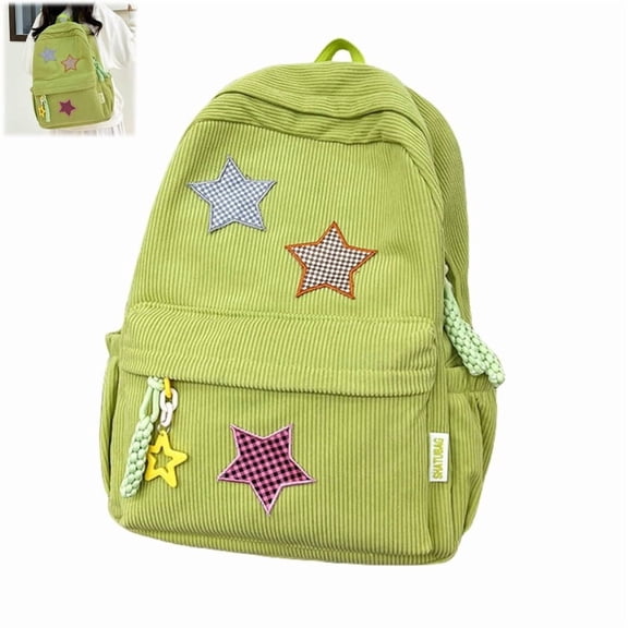 Star Backpack, Stars Star Patch Backpack, Cute Y2k Preppy Daypack, Kawaii Large Capacity Aesthetic Rucksack Cute Accessories Bag for Women