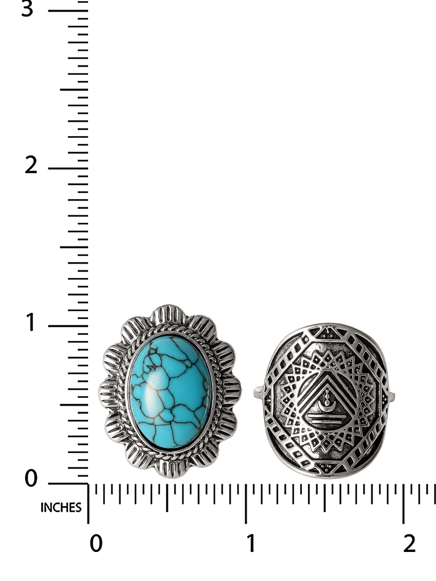 Jessica Simpson Women's Faux Turquoise Ring Set, 2-Piece