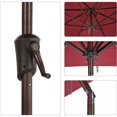 thumbnail image 3 of Bilot 9’ Patio Umbrella, Outdoor Table Market Umbrella with Push Button Tilt and Crank, 8 Steel Ribs, Dark Red, 3 of 8