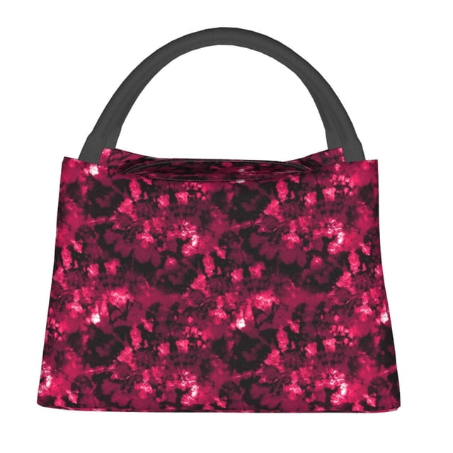 Easygdp Burgundy Tie Dye Bolsa de Almuerzo Insulada Reutilizable, Bolsa de Mano y Bandolera para Oficina, Trabajo, Viajes