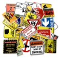 thumbnail image 1 of Paquete de 50 pegatinas de vinilo impermeables para botellas de agua para portátiles, 50 diseños diferentes (señal de advertencia estilo 2) oso de fresa Electrónica, 1 of 5