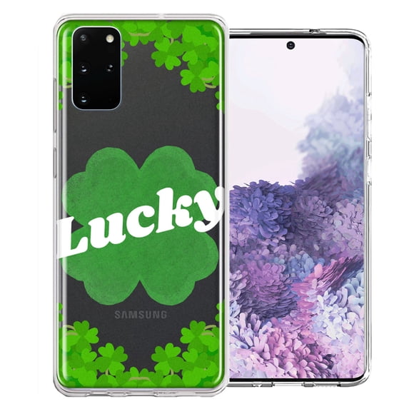 MUNDAZE for Samsung Galaxy S20 Lucky St Patrick's Day Shamrock Green Clovers Double Layer Phone Case Cover