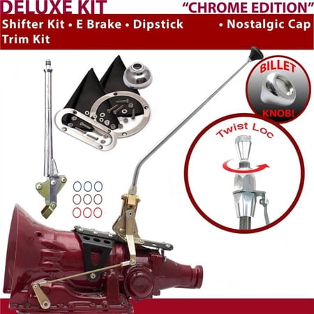 American Shifter AOD Shifter Kit Chrome 16 in. E Brake Trim Kit Dipstick for F2585