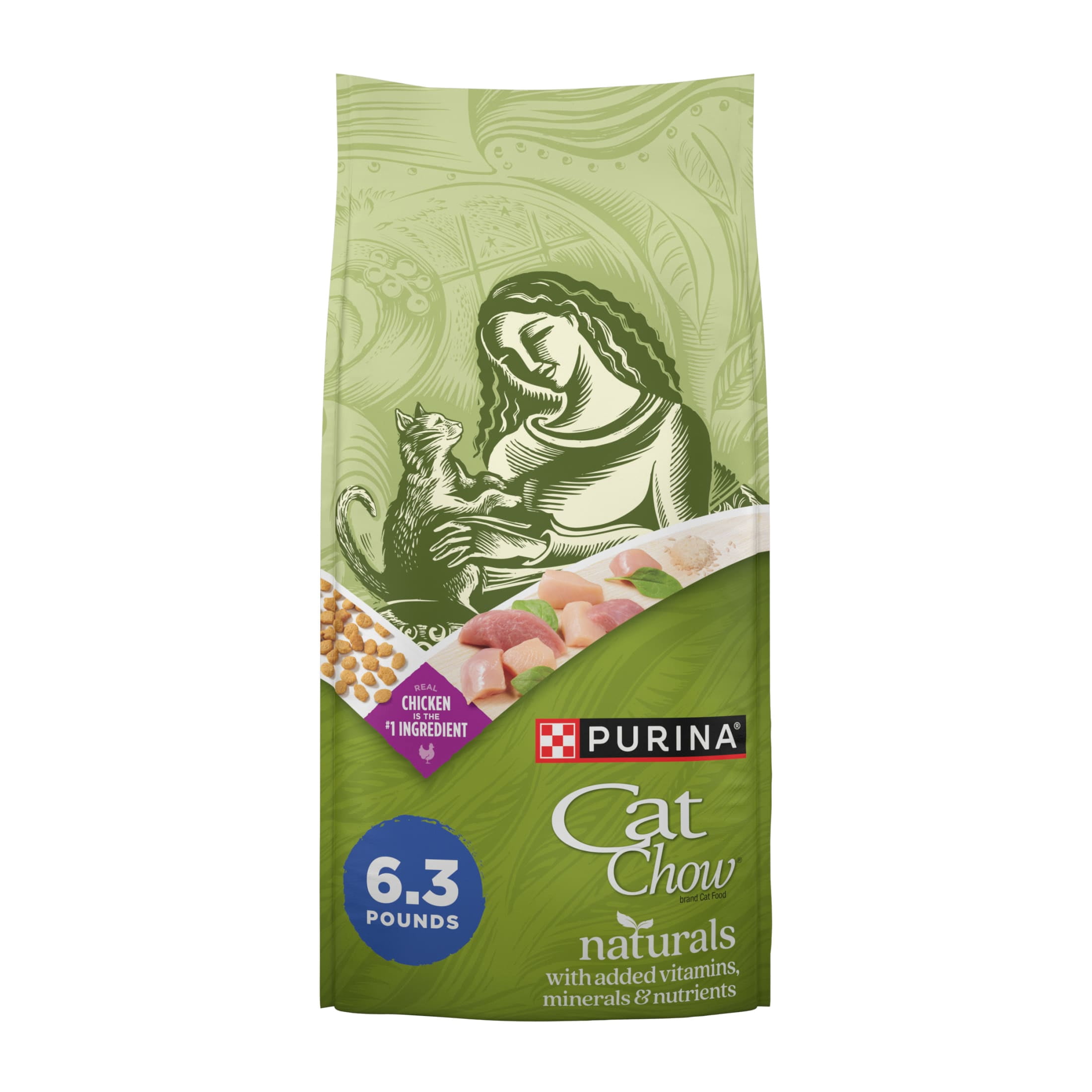 (3 pack) Purina Cat Chow Naturals, Indoor Dry Cat Food, Chicken & Turkey, 6.3 lb Bag