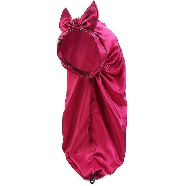 Bonnet Long en Satin Bonnet de Nuit Ajustable en Satin pour Spa Rafraîchissant Vin Rouge
